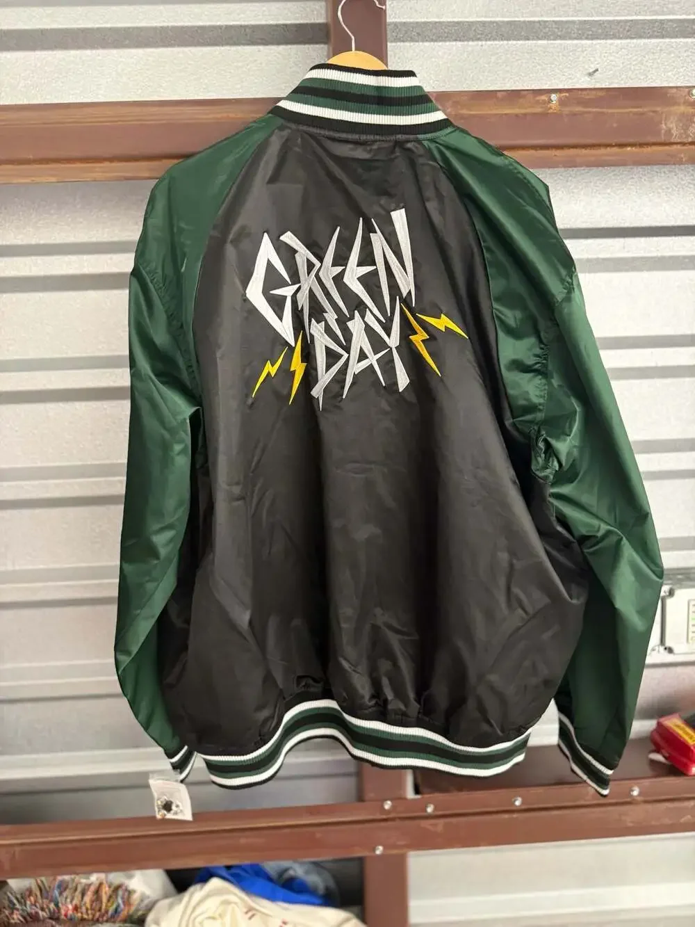 Green Day Franchise Club Satin Varsity Jacket with Lightning Logo